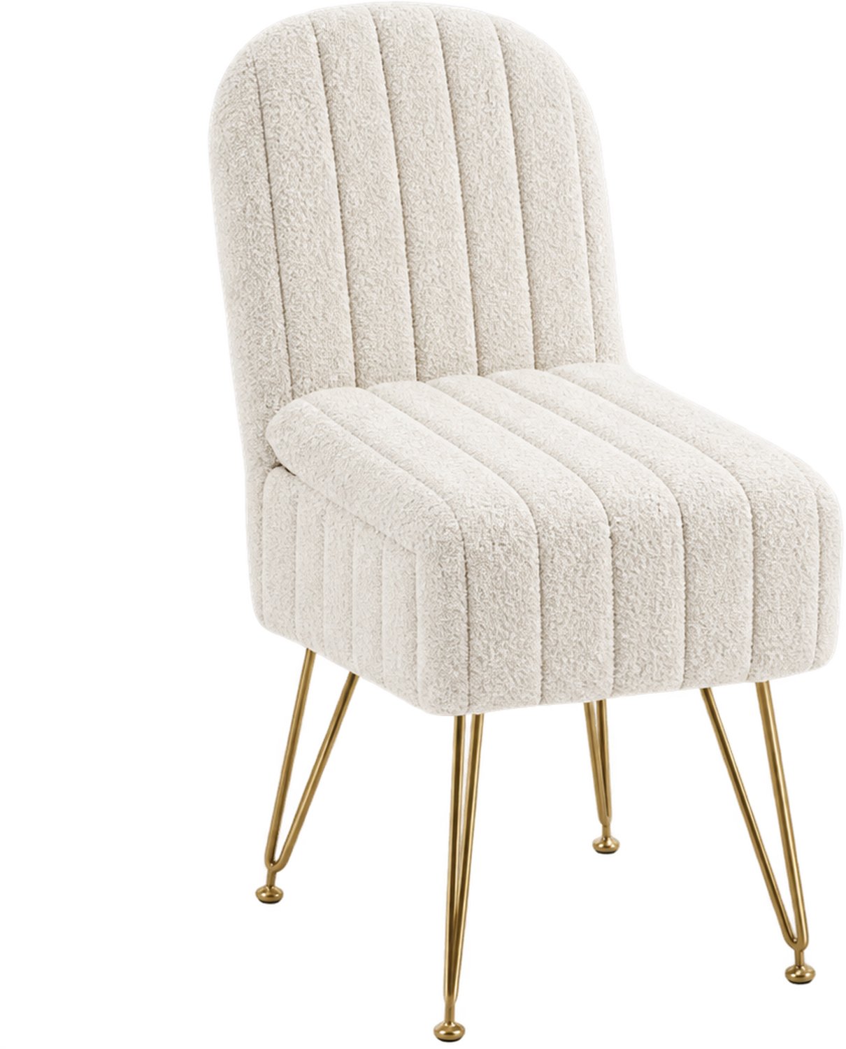 Lamor Kaptafel Kruk - Pluche Stoel - Stoelen - Krukken - 2 in 1 - Teddy - Opbergruimte - Wit - Ruimtebesparend - 83,8x40,1x49 cm