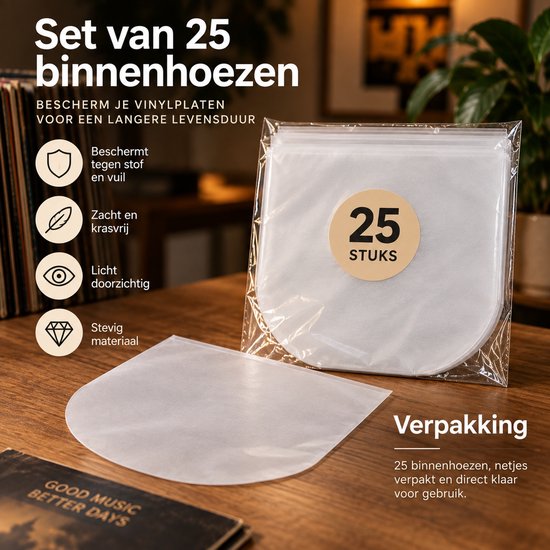 LP Binnenhoezen - 25 Stuks - 150 micron -Vinleycare- Lp Beschermhoezen - Lp Hoezen Plastic - Lp Hoezen Binnenhoes Vinly — afbeelding 5