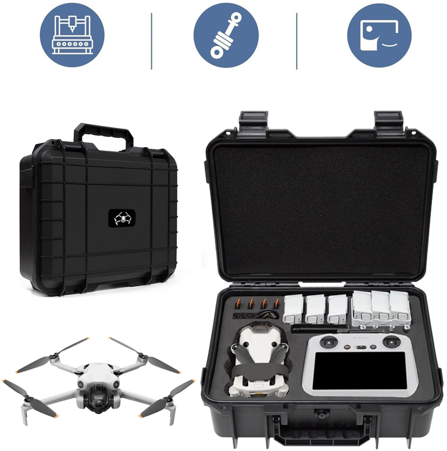 Hardcase - Draagbare Reisetui - Draagtas Voor DJI Mini 3/4 DJI Mini 3/4 Pro - Beschermende Koffer Met Versterkt Slot