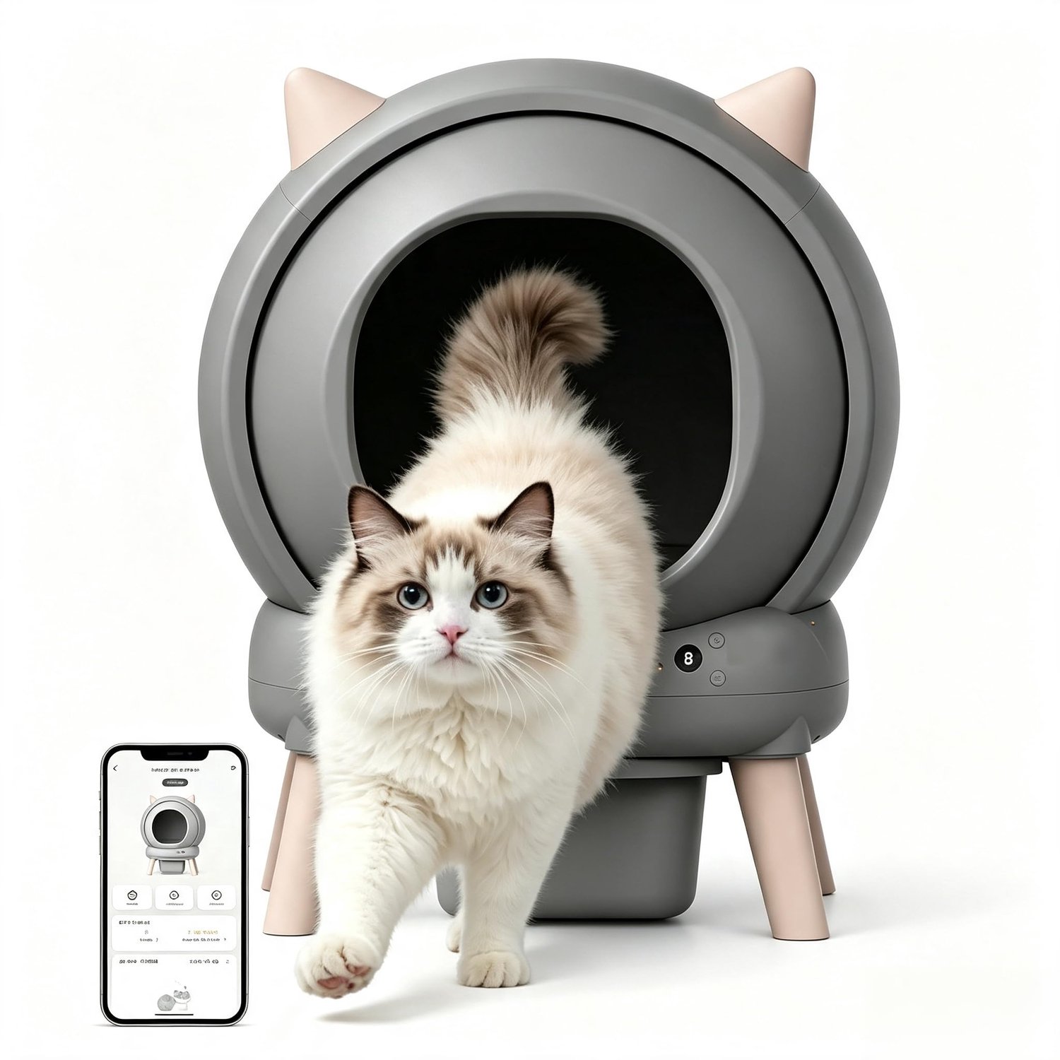 Zelfreinigende kattenbak met App‑bediening - 73L capaciteit - Triple veiligheidssensoren - Ruime binnenruimte - Geschikt voor meerdere katten