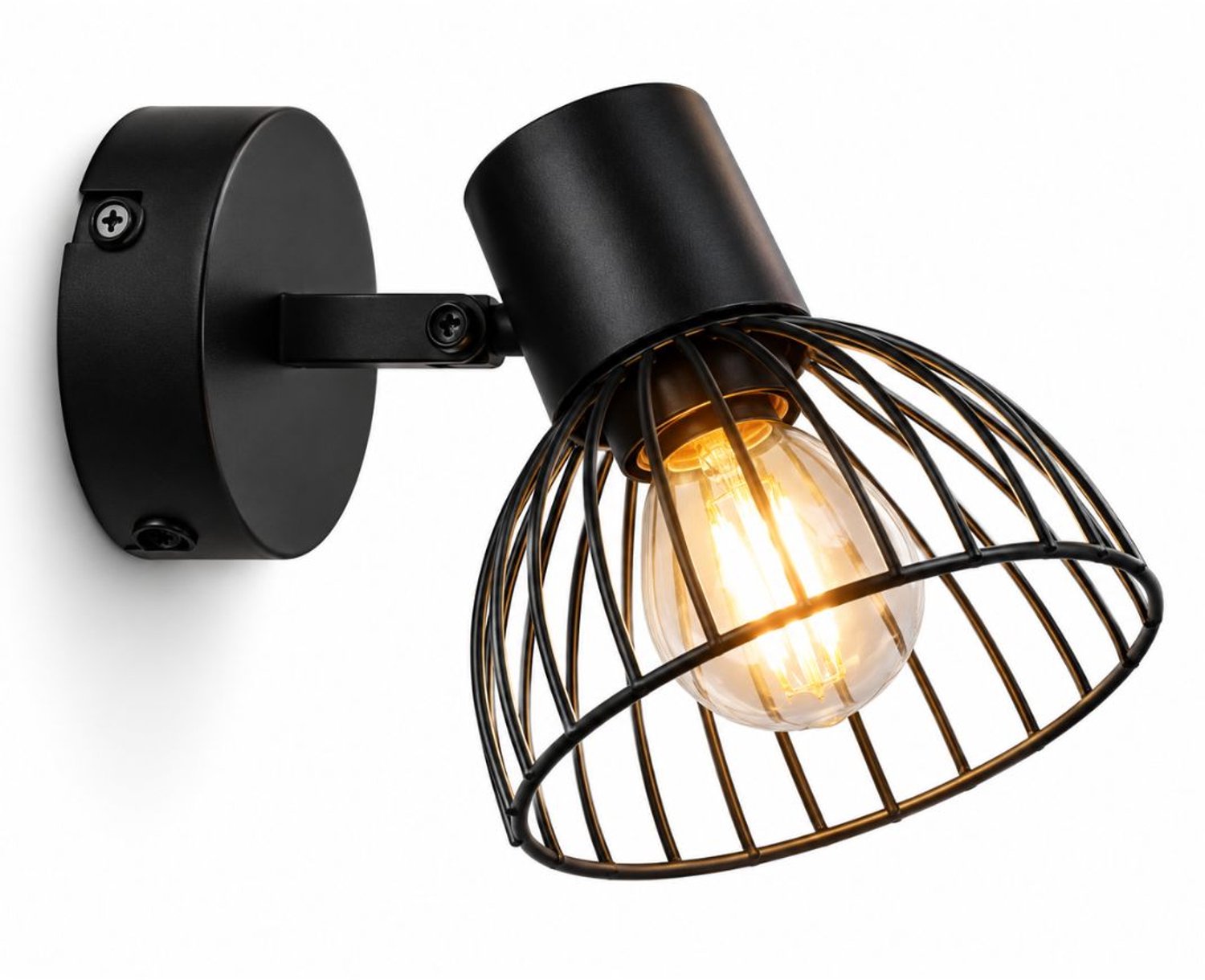 Wandlamp Binnen met Snoer - Wandlamp met Stekker voor Binnen - Industrieel en Vintage - Slaapkamer Bedlampje - Zwart