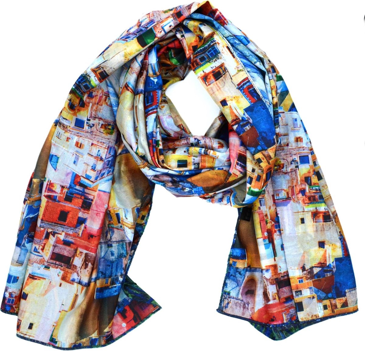 Damessjaal van zijde met kunstmotief van beroemde schilders, lang, hoogwaardig, jong en elegant, voor dames, grote sjaal, foulard, origineel accessoire als cadeau