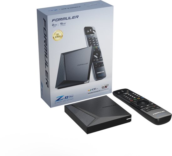 Boîte Formuler Z12 Pro, lecteur multimédia et télécommande, avec le texte 'Z12 Pro 2GB 16GB'.