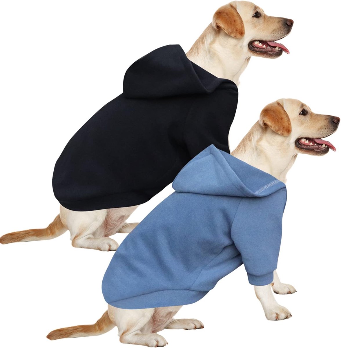 Hoodies Voor Honden Hond Sweatshirt Chihuahua Hoodie, Warm en Lichtgewicht, Elastisch Met Een Zachte Textuur, Gemakkelijk Te Dragen en Heldere Kleuren (2PCS Zwart+Haze Blue, 5XL)