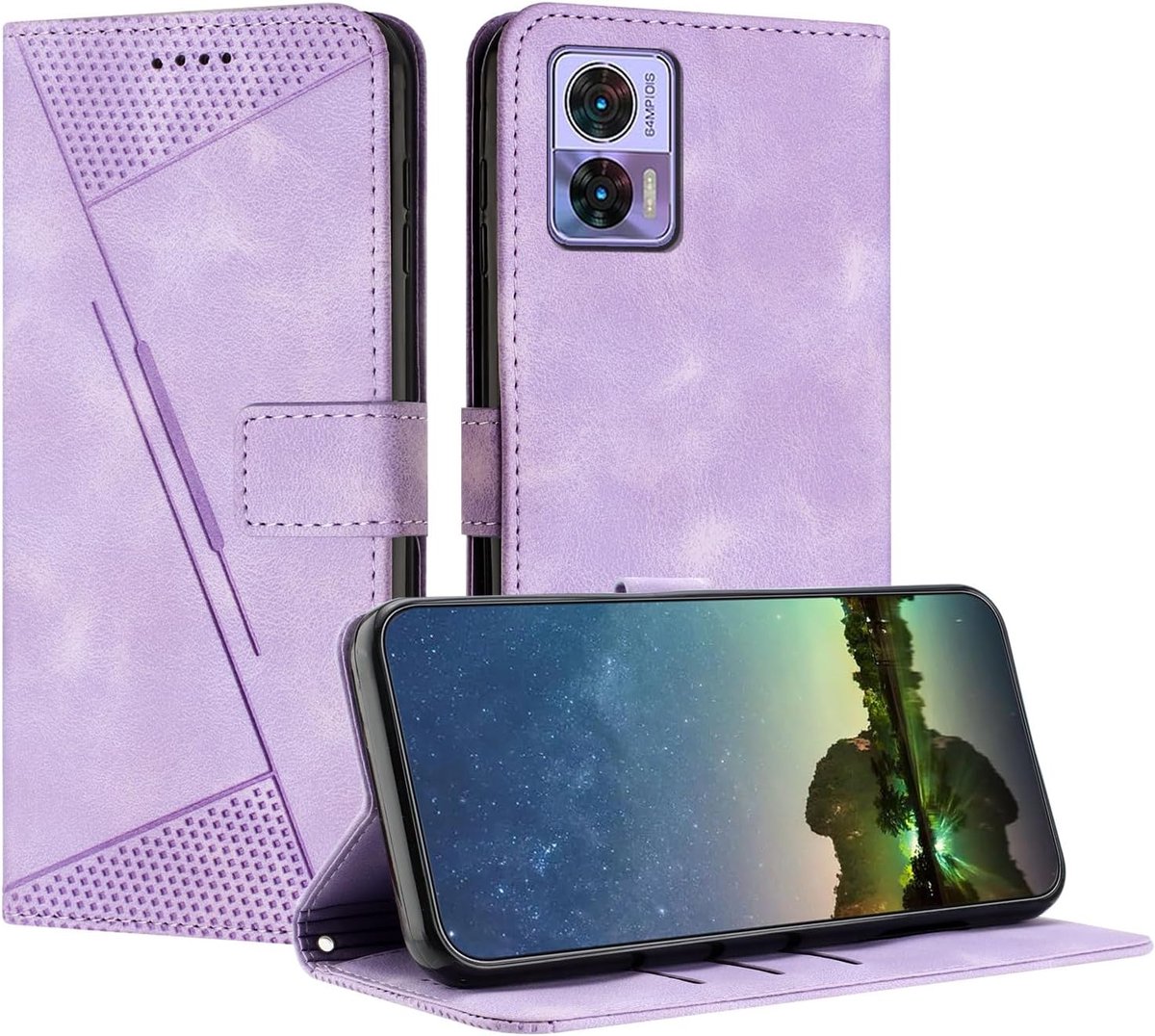Hoesje voor Motorola Moto Edge 30 Neo/Edge 30 Lite, PU lederen Flip hoes, met Magnetische schokbestendig standfunctie Compatibel met Moto Edge 30 Neo/Edge 30 Lite (Violet)