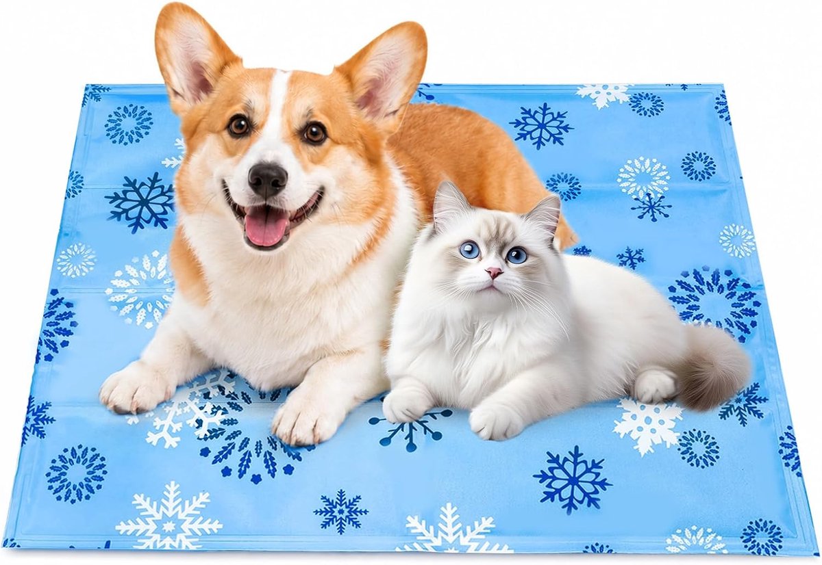 Koelmat voor honden, zomerse huisdierkoelmat, koelmat voor huisdieren, zomerijsbed, voor katten, honden, huisdieren zoals cavia's, hamsters en konijnen, 2 stijlen (blauw)