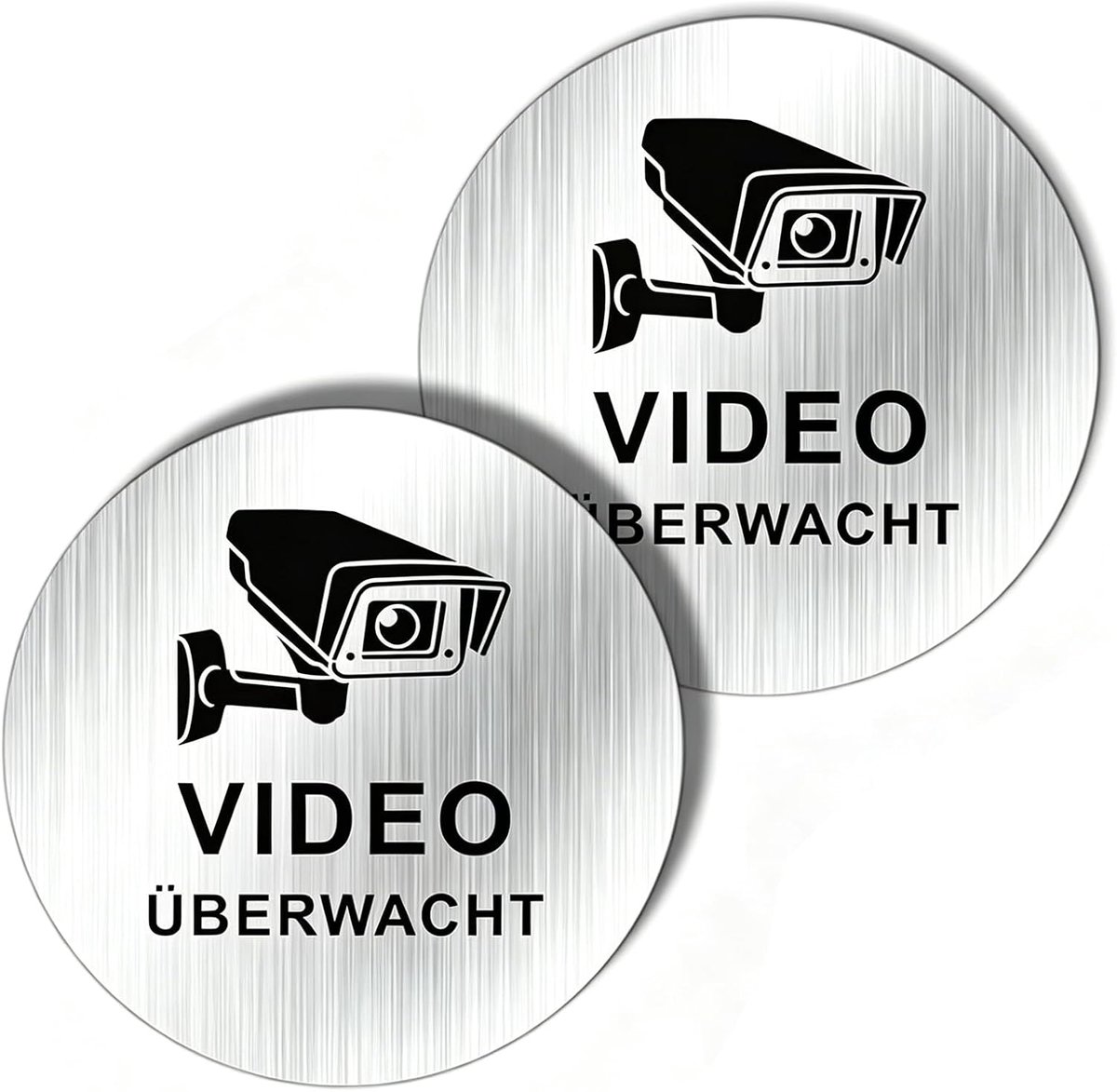 Camera-bewakingsbord, 2 stuks, stickers, waarschuwingswaarschuwing van aluminium, zelfklevend voor videobewaking op openbare plaatsen