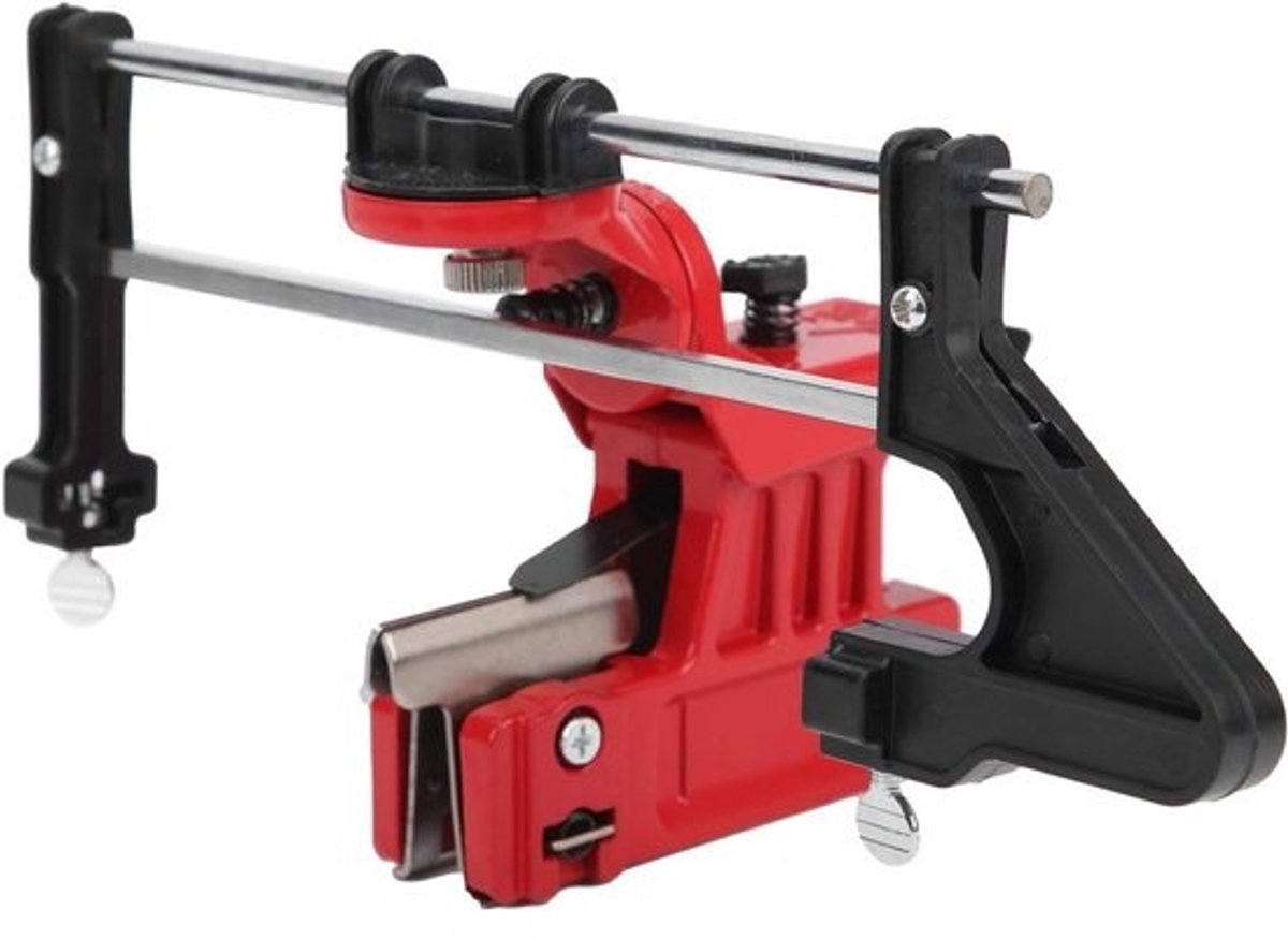 Allecto Premium - Op stang gemonteerde kettingslijper voor kettingzagen met geleidestang - Rood, zaagkettingslijper, kettingslijpmachine