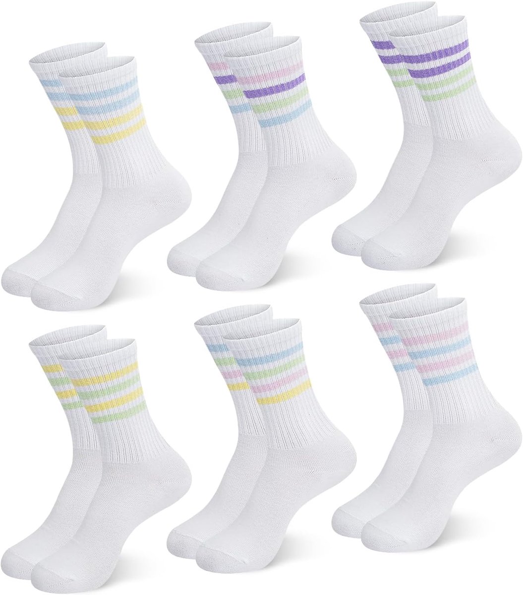 6/12 paar dames Crew Socks tennissokken sportsokken lange sokken vrijetijdssokken zakelijke sokken loopsokken werksokken katoen 2237
