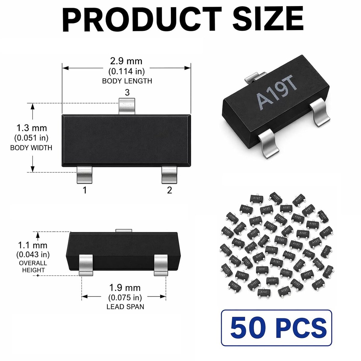 50 stuks MOSFET transistors N-kanaal AO3400 5,7 A 30 V SMD SOT-23, verbeteringsmodus, ideaal voor RF-versterking, signaalverwerking en hoogfrequent energiebeheer