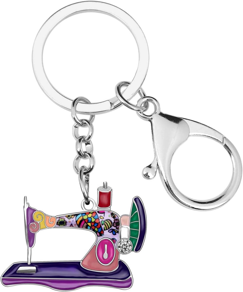 Legering Leuke Naaimachine Sleutelhanger Accessoires Quilten Geschenken Voor Vrouwen Quilters Auto Sleutelhanger Purse Charms