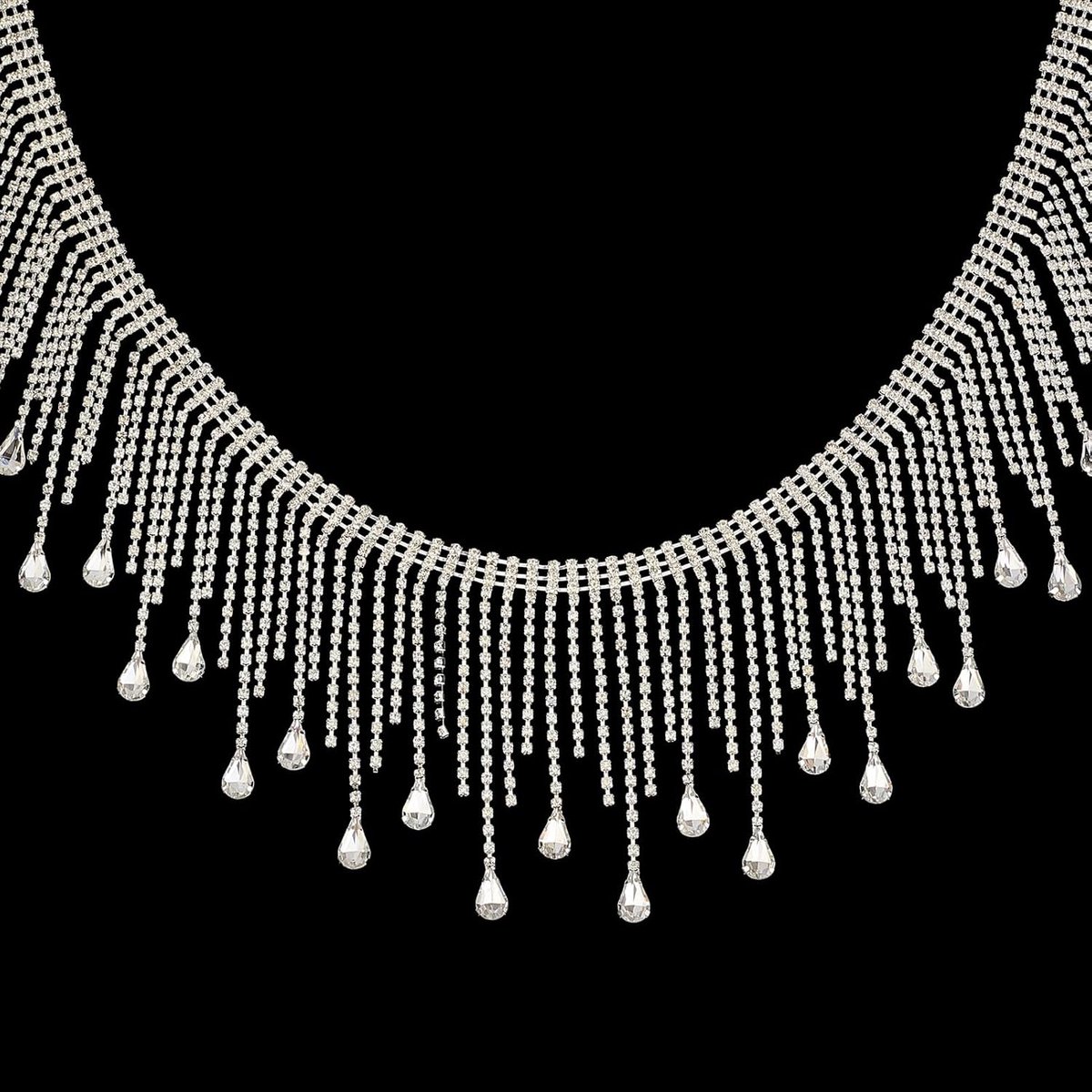 1 yards strasssteentjes franjes trim, ketting met kwast van strasssteentjes, 9,9 cm, druppelkralen van kristal voor naaiwerk, kunsthandwerk, sieraden