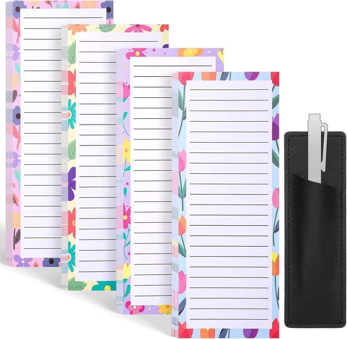 Magnetische koelkast, 4 stuks magnetische notitieblokken met penhouder, 50 vellen/blok, 200 vellen, to-do-lijsten, boodschappenlijstje, koelkast, menuplanner
