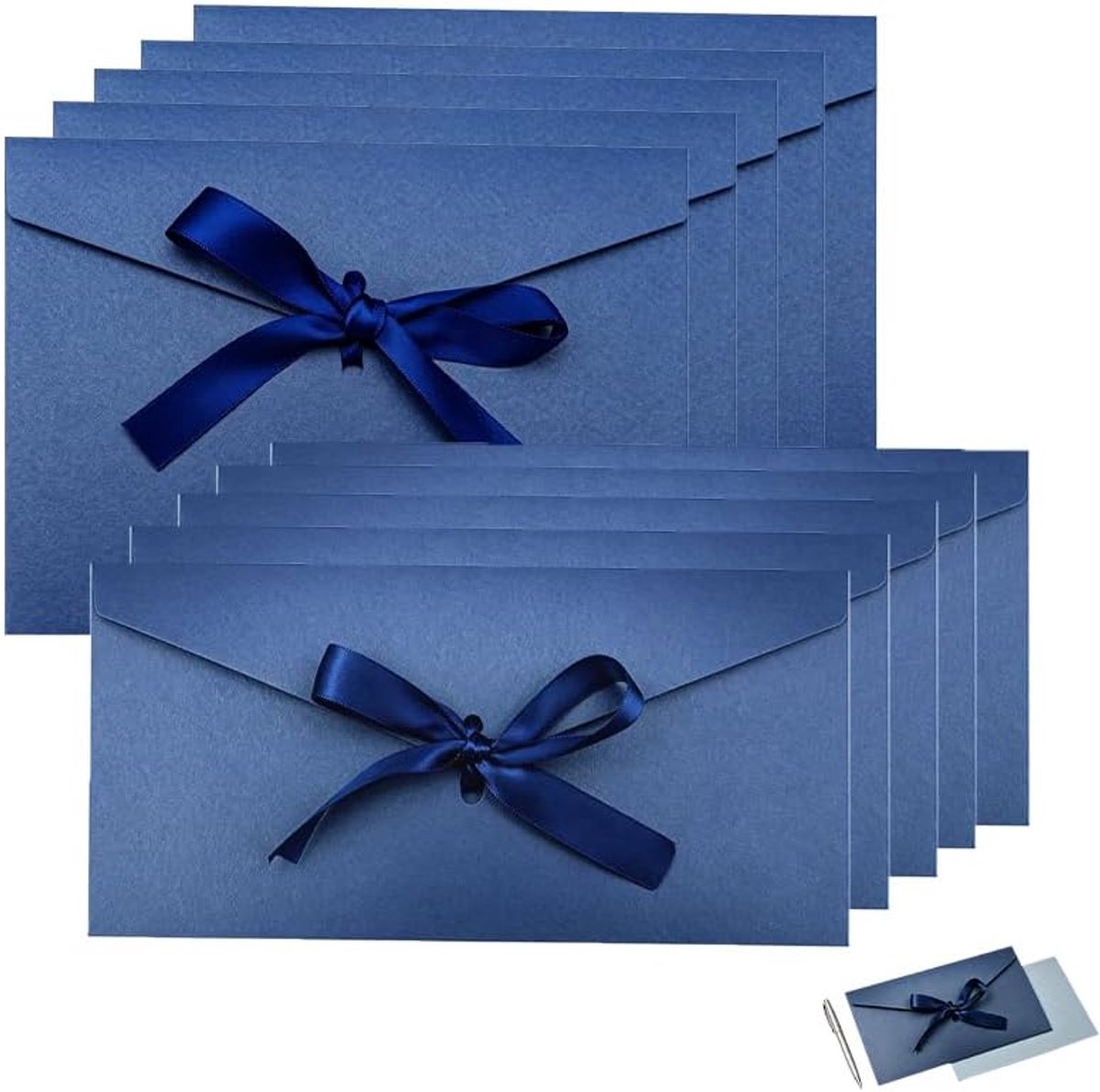 10 Stuks Satin lint om te vouwen, 5 kleine en 5 grote, voor uitnodigingen, kaarten en cadeaus