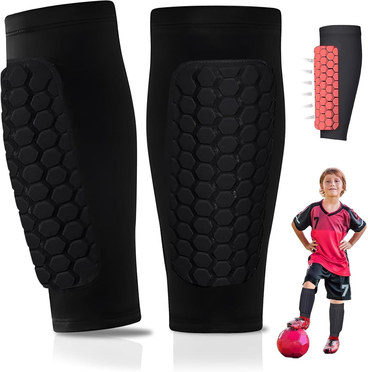 Scheenbeschermers voor kinderen, 2 stuks, voetbalscheenbeschermers voor kinderen, ski-scheenbeschermers, sport shin pad, soccer, scheenbeschermers, kous, kinderen, stootvaste kniebeschermers voor