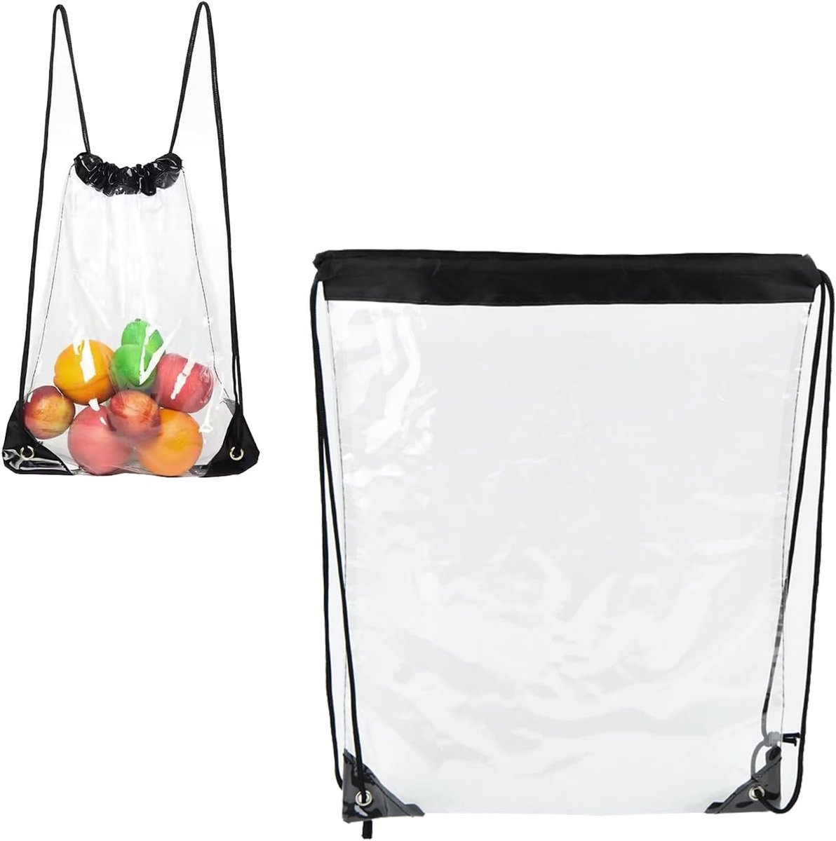 Tas, doorzichtige rugzak, pvc, transparante tassen, festival, transparante sporttas, waterdicht, met trekkoord, transparante gymtas, binnenzak ritssluiting, schoolrugzak, gym reizen