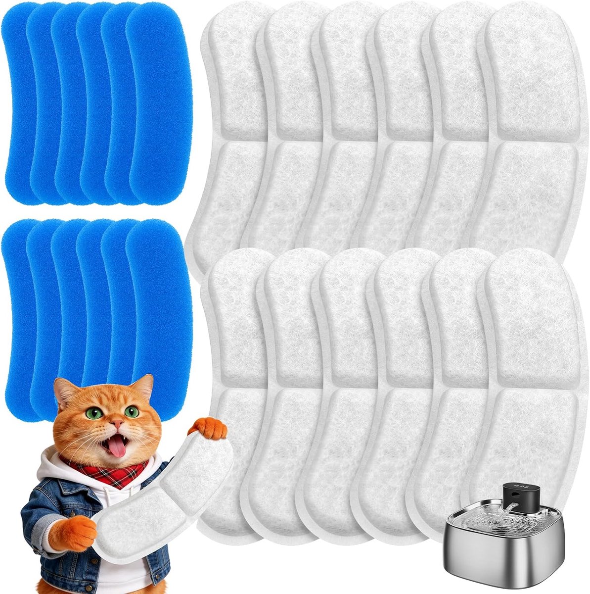 12 stuks kattenfonteinfilters voor Rottogoon STR-PT-108A 3,2 l kattenfontein