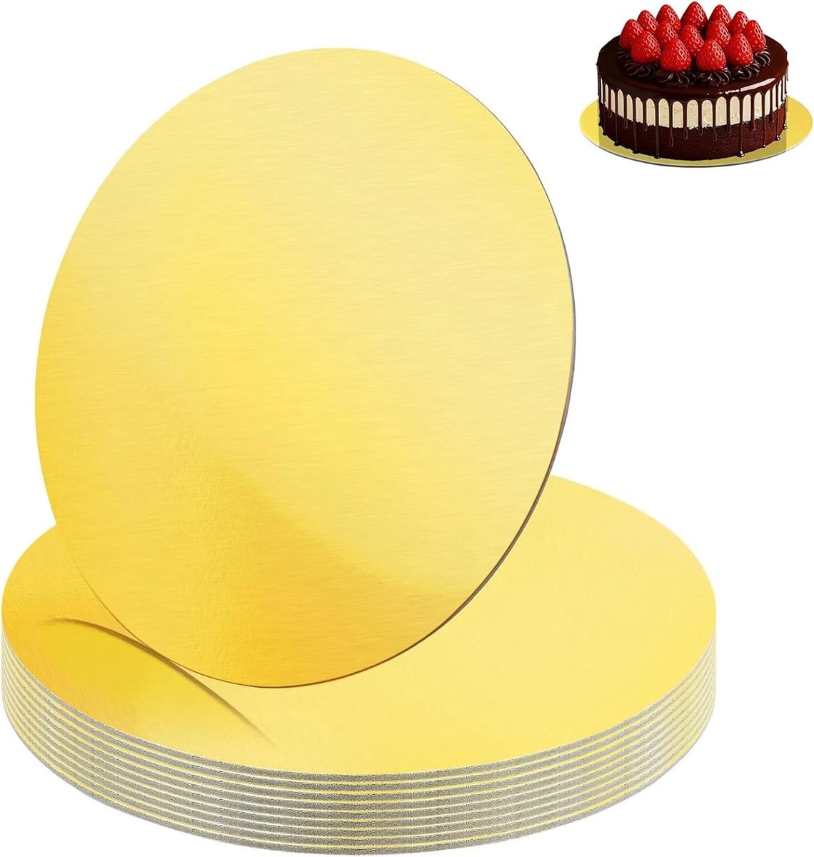 Gouden ronde taartpapieren, kartonnen onderlagen voor taarten, 10 stuks, ideaal voor gebak en feestelijke gelegenheden