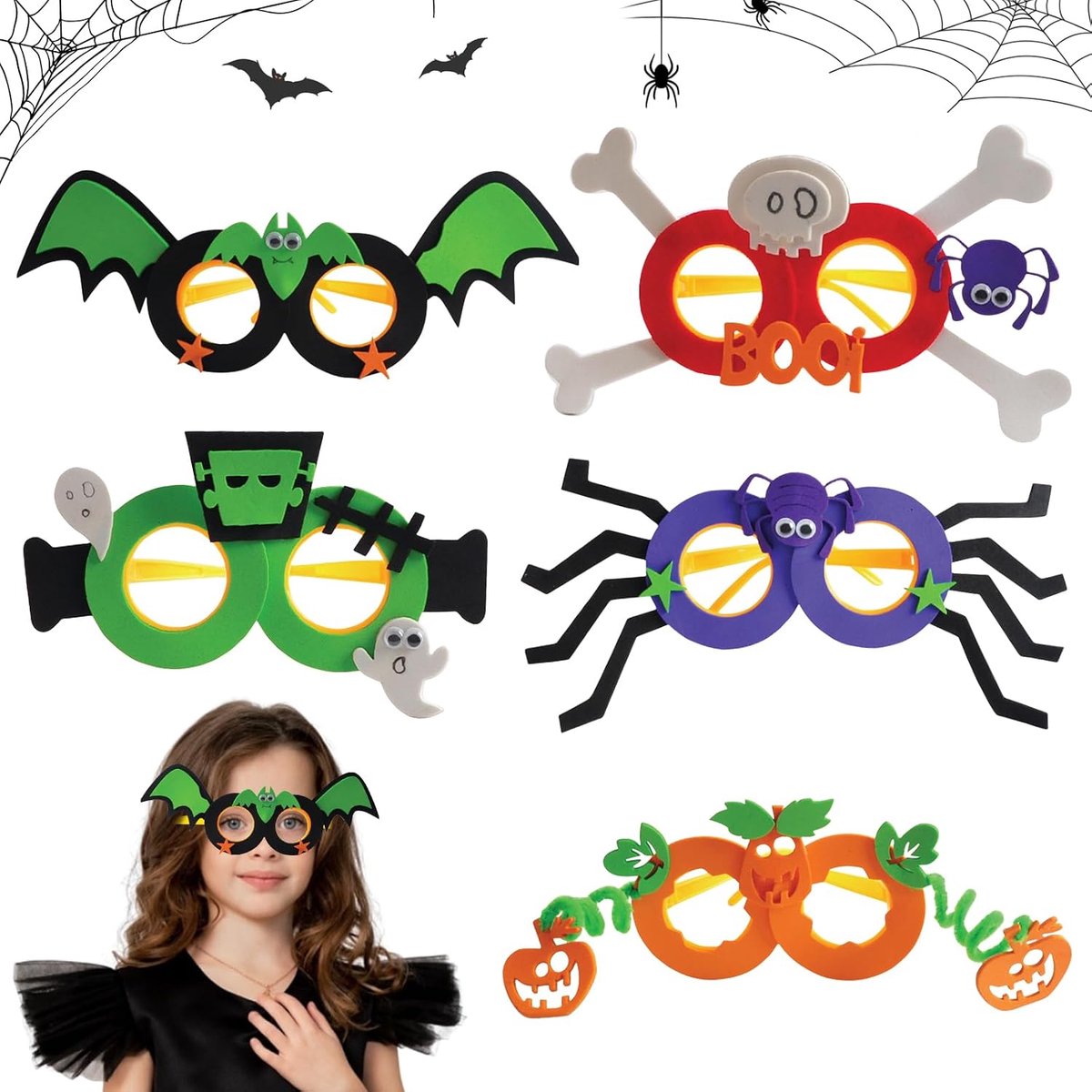 Brillen, Halloween DIY feestbrillen, Halloween pompoenbrillen, Halloween cosplay brillen, pompoen knutselset, Halloween knutselen met kinderen, Halloween-feest