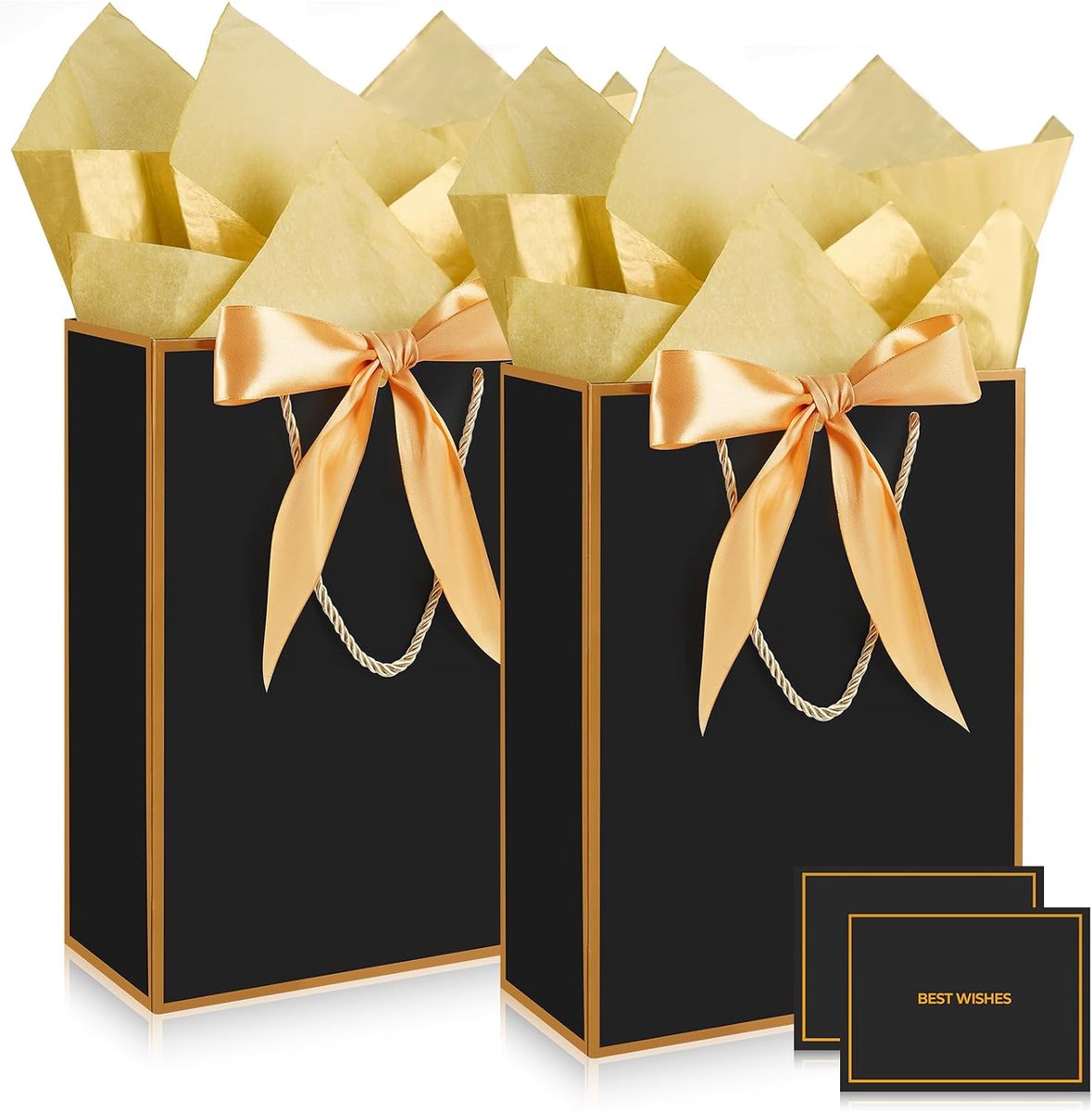 Geschenkzakjes voor cadeaus, 2 stuks middelgroot, met wikkel en kaart