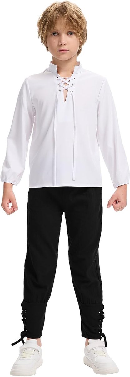Kleding, renaissance-kostuumset, middeleeuws Vikingkostuum met piratenhemd, lange broek