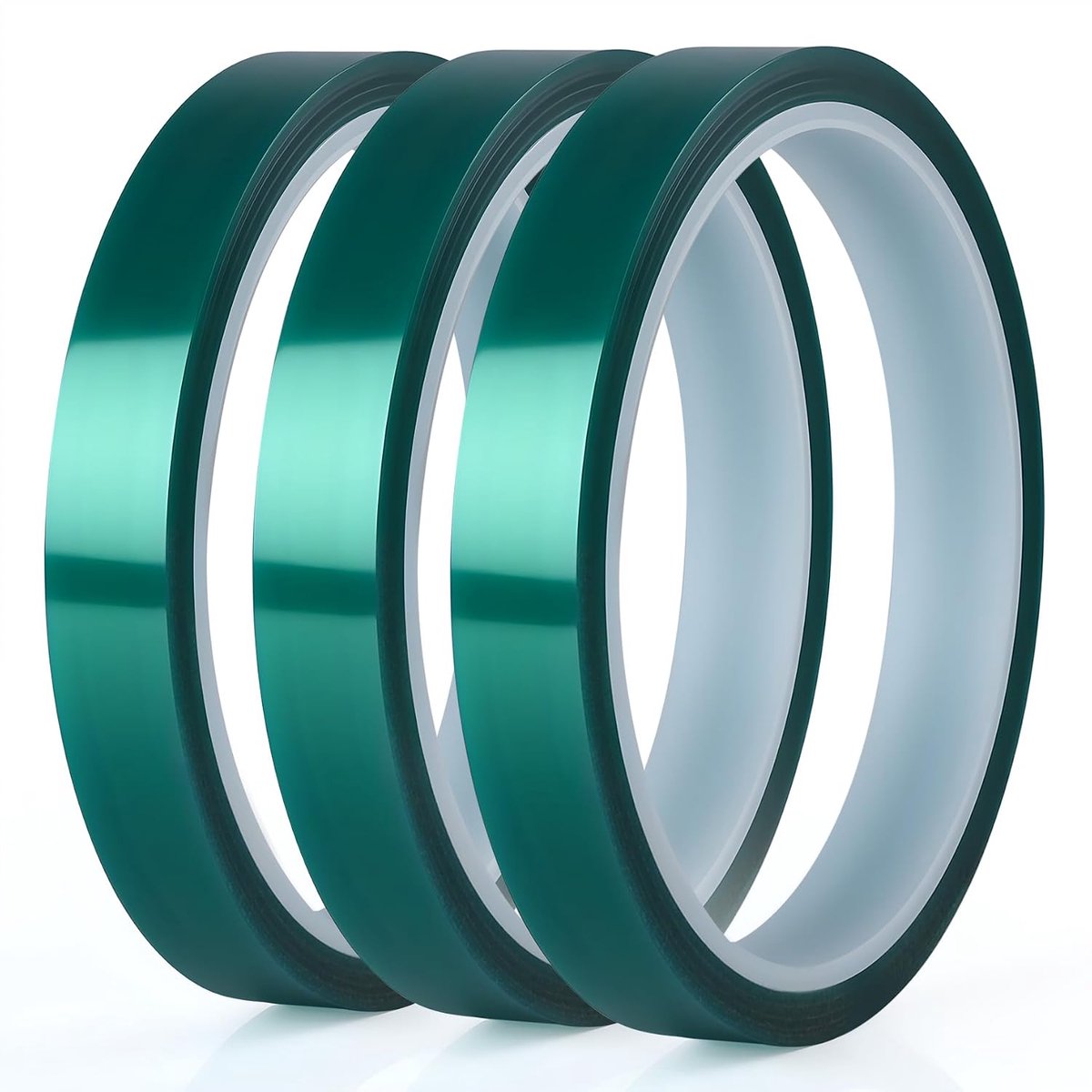 3 rollen polyester afplakband op hoge temperatuur, PET-tape met siliconenlijm, ideaal voor schilderen, poedercoating, anodiseren, printplaten, 3D-printer (1/2 "* 78,6 ft)