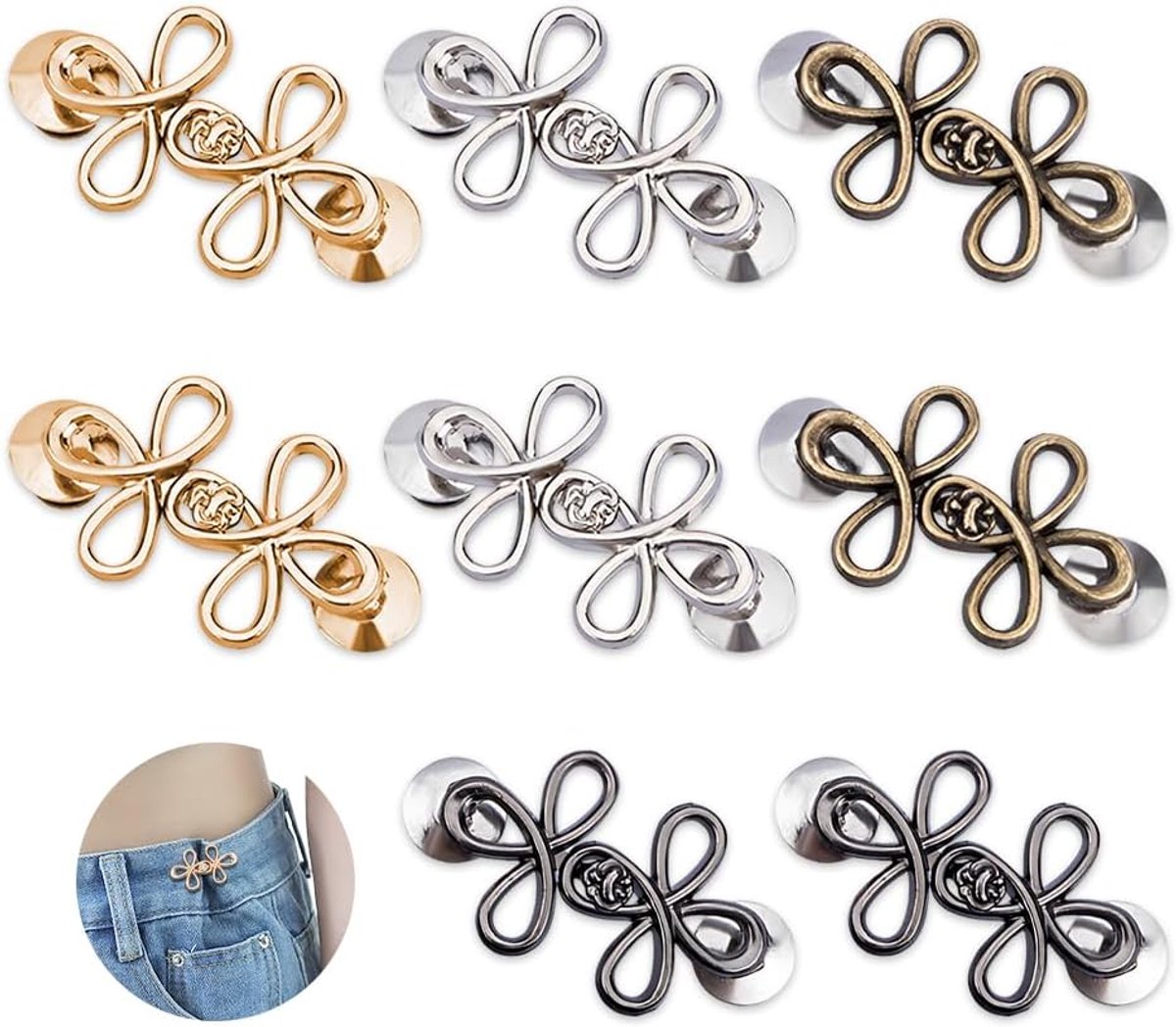 8 paar broekband strakker maken clip, HIOQFR broek verkleiner clip metaal