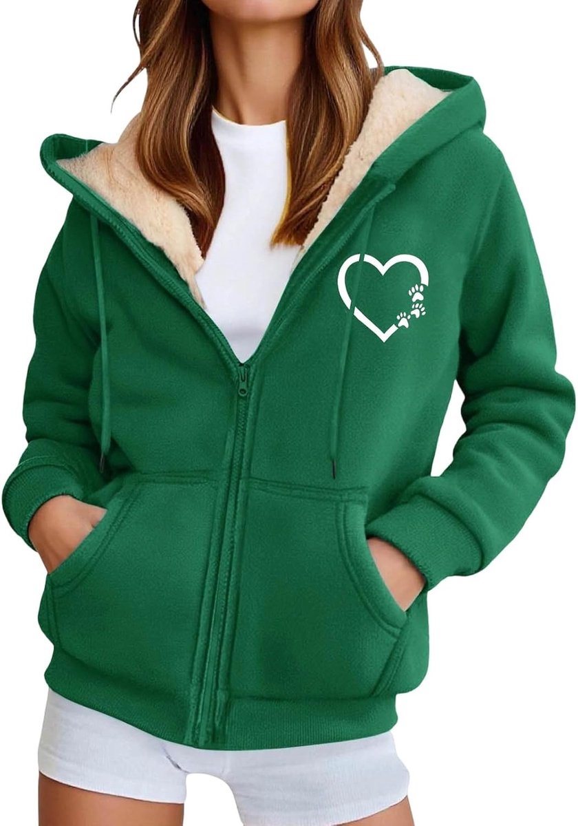 Zware fleece jas met capuchon voor de winter, warm gevoerde bovenkleding, gezellig gebreid vest met open voorkant
