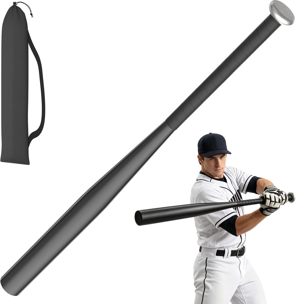 Soontrans - Aluminium Honkbalknuppel - lichtgewicht softbal knuppel met antislip handvat - professionele baseball bat voor training en recreatie - verkrijgbaar in meerdere lengtes - 76CM