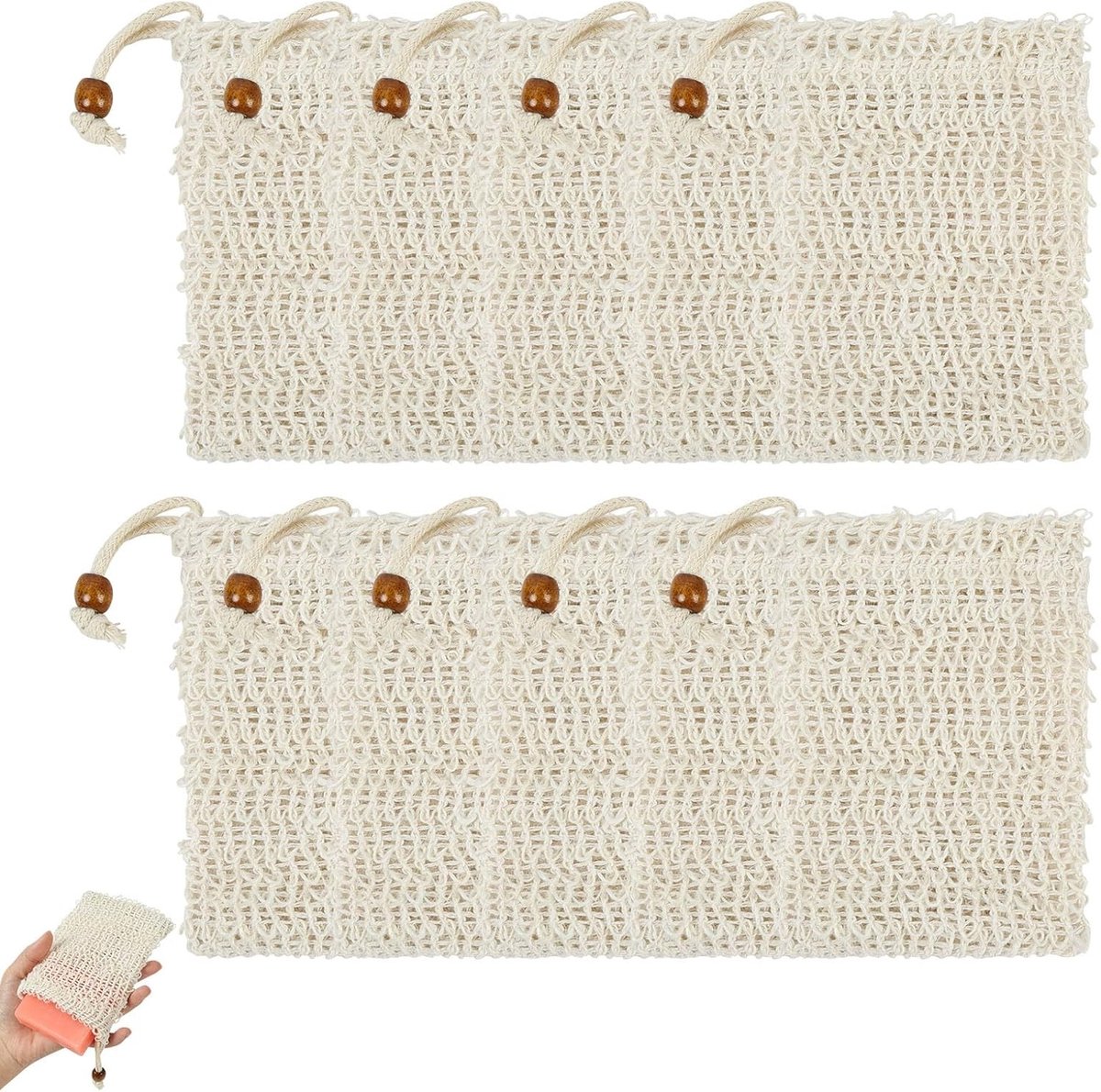 Exfoliërende Zeepzakken, 10 Stuks Nylon Mesh Zak voor Diepe Reiniging, Bad Scrub en Peeling Soap Accessoire