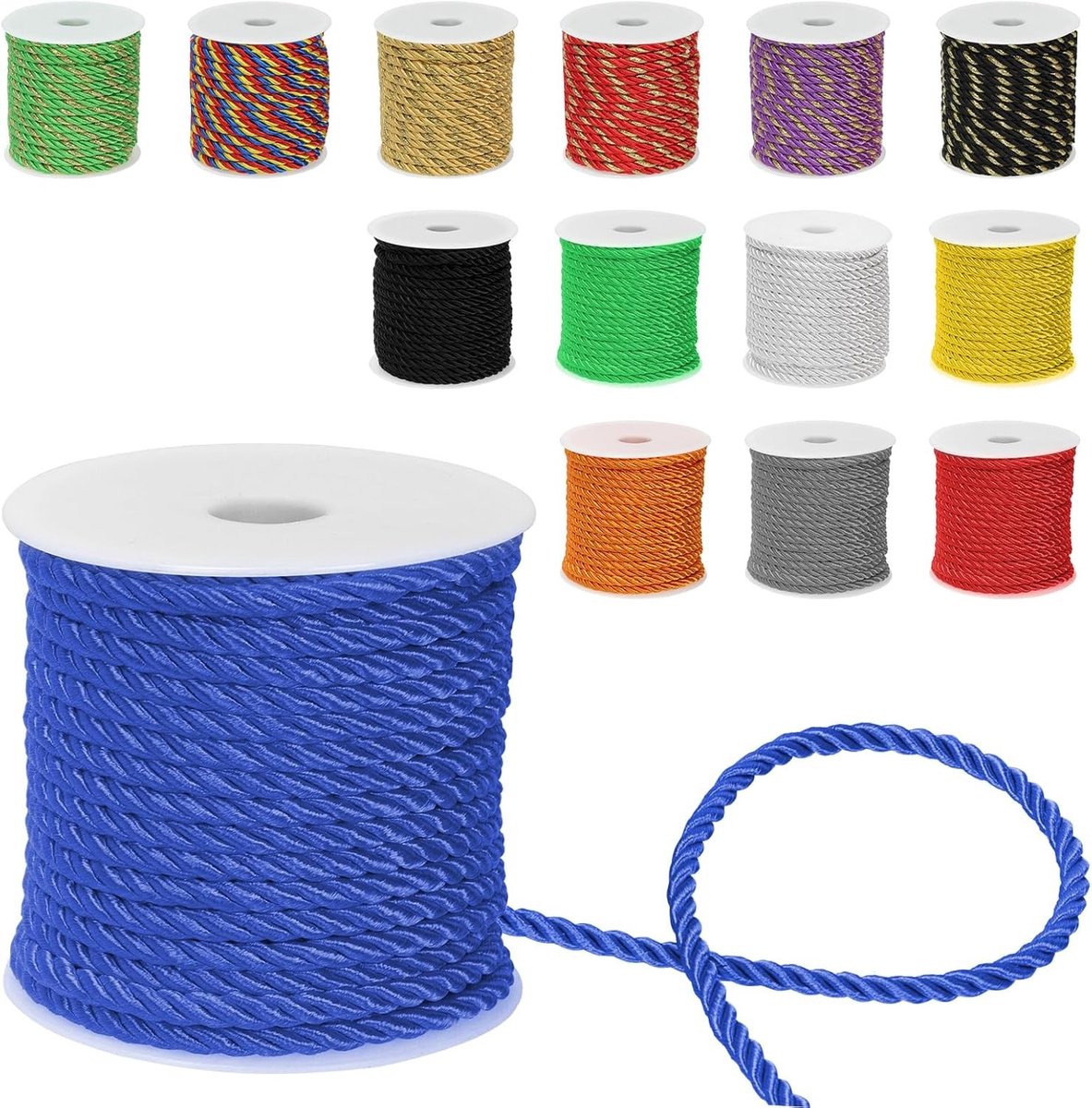 Decoratieve Gedraaide Touw van 5mm Dikte, Perfect voor Huishoudelijke Versiering, Trouwerijen en Afstudeerfeesten, Blauw