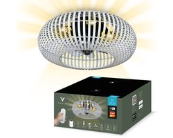 Varin® Smart Ventilator - Bamboe Wit - Tuya Wifi - Ø 50cm - 18W Plafondventilator met verlichting - Smart lamp slaapkamer - Plafonniere kinderkamer - Plafondlampen industrieel - Plafond lamp - Afstandsbediening - Plafond ventilator