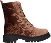 La Strada Veterboots Bruin Velvet Met Bloemenprint - Damesschoenen - Maat - 39