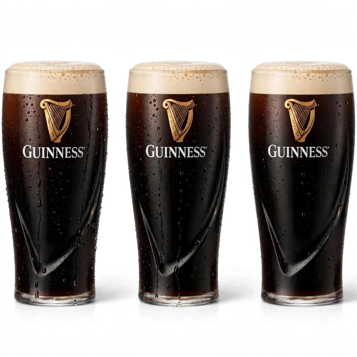 Guinness Bierglazen Set van 3 x 500ml - Klassieke Pint Glazen - Premium Glas met Gegraveerd Logo - Ideaal Biercadeau