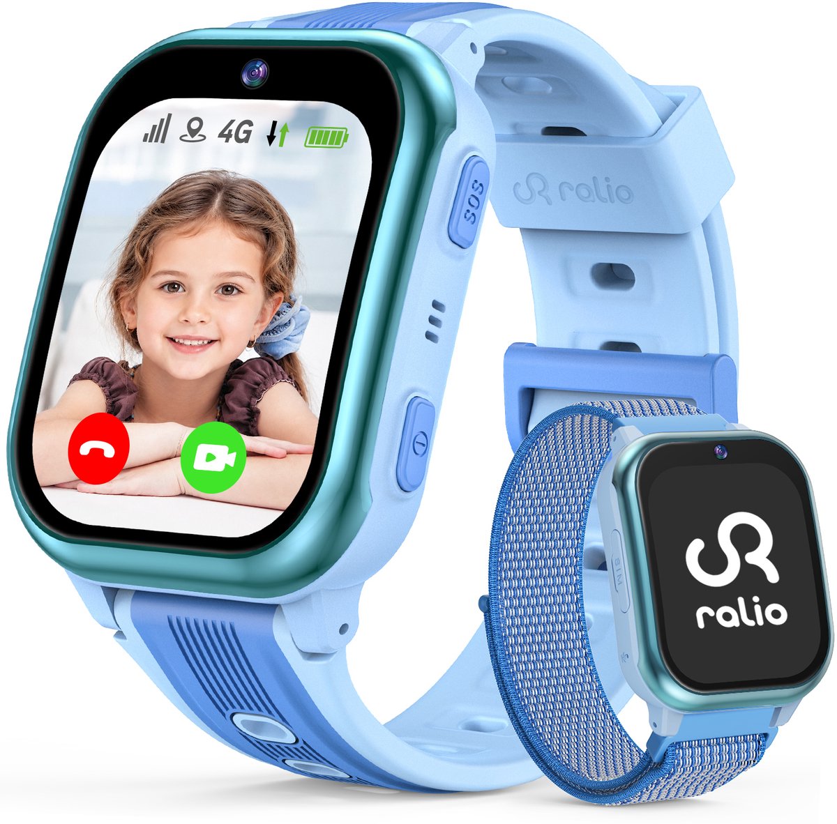 Ralio R5 Plus - GPS horloge kind - 4G - Smartwatch Kinderen Met Simkaart - Video bellen& SOS-knop - GPS Tracker Kind - Schoolmodus - Waterdicht Kinderhorloge - Stappenteller, Geofencing -Cadeaus voor Jongens en Meisjes