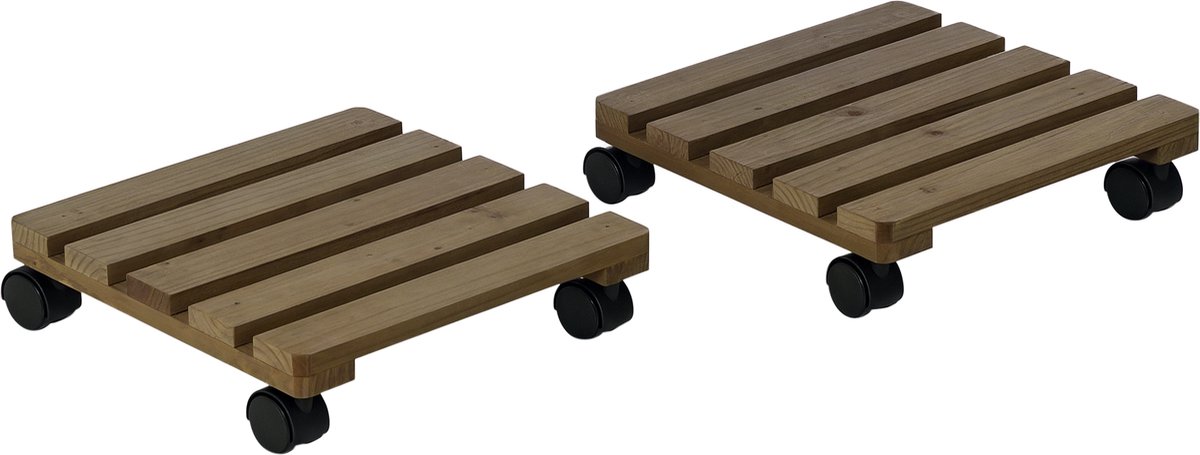Set van 2 vierkante plantenstandaards - plantenhouders op wielen - bloempotstandaards - voor binnen - en buitengebruik