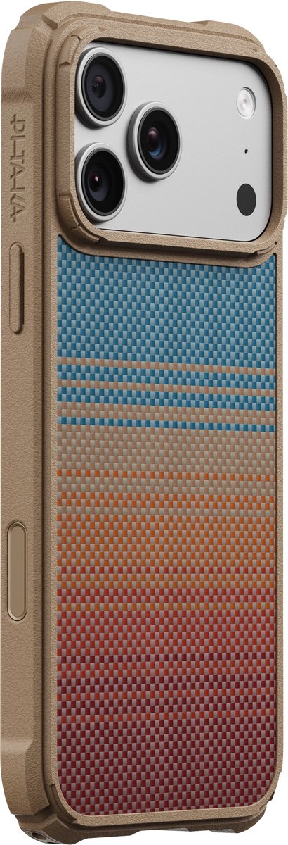 Pitaka Cairn hoesje iPhone 18 Pro Max – Aramidevezel en TPU constructie – Schokabsorberende technologie – Compatibel met MagSafe-accessoires - Beige