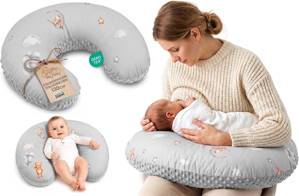 Voedingskussen baby 130 cm C-vorm borstvoedingskussen Nursing Pillow – afneembare Minky hoes ergonomisch wasbaar pasgeboren zacht ademend – OEKO-TEX gecertificeerd Teddyberen