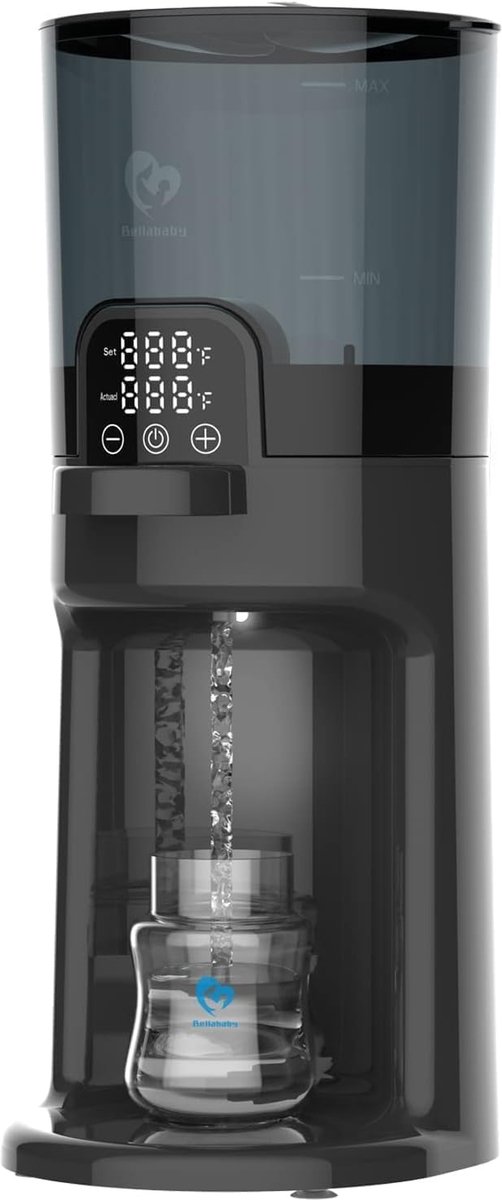 Flessenmaker voor baby's, instant warmer, flessenwarmer baby, waterdispenser voor onmiddellijke productie van formuleflessen, afneembare container, 24/7 warm, zwart