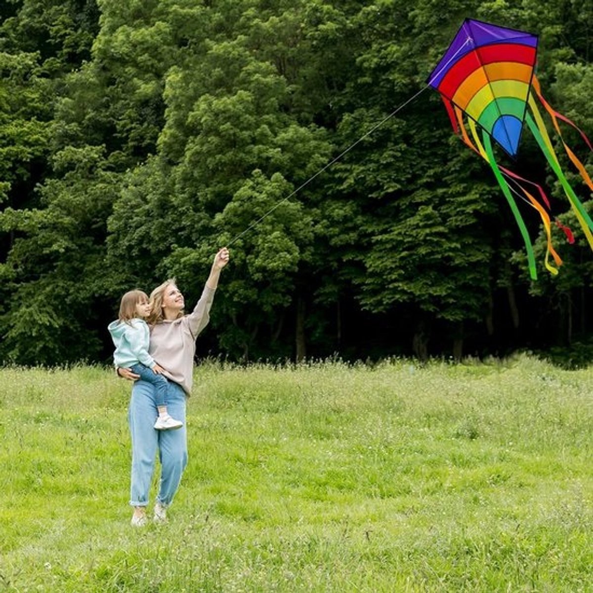 Single line vlieger voor kinderen vanaf 3 jaar - kinder vlieger met draken ontwerp - inclusief 100 m lijn en sierlijke staartjes