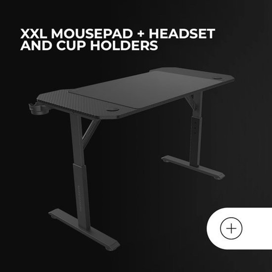 Hoogte Verstelbaar Gaming Bureau - Ergonomisch, Met Kabelbeheer en XXL Muismat 120x60cm Zwart — afbeelding 2
