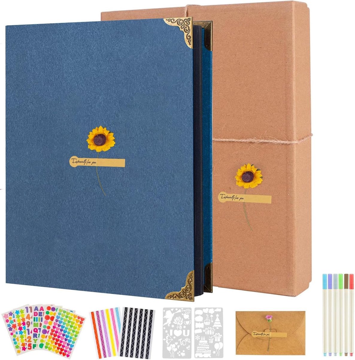 DIY Fotoalbum met 60 Zwarte Pagina's, Herbruikbaar Scrapbook voor Foto's, Retro Album als Verjaardagscadeau