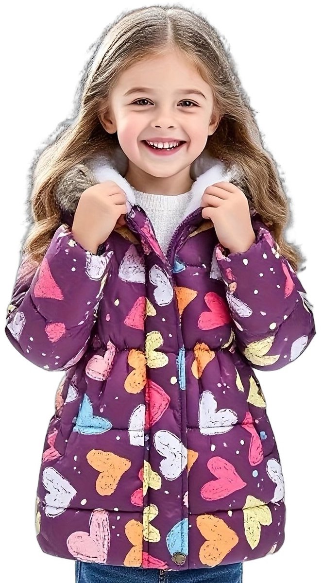 Currero Winterjas Parka Meisjes Lange Jas Meisje Wintermantel Overjas Gewatteerd Waterdicht Winter Stijlvol Mantel Kinderen 7-8 Jaar Zoete Droom Lavendel
