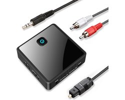 Bluetooth 5.0 transmitter ontvanger (optical, 3,5 mm AUX, RCA) - Low Latency Wireless Audio Adapter oplaadbaar Bluetooth AUX adapter voor TV PC Car/Home Stereo System Speakers, Dual Link