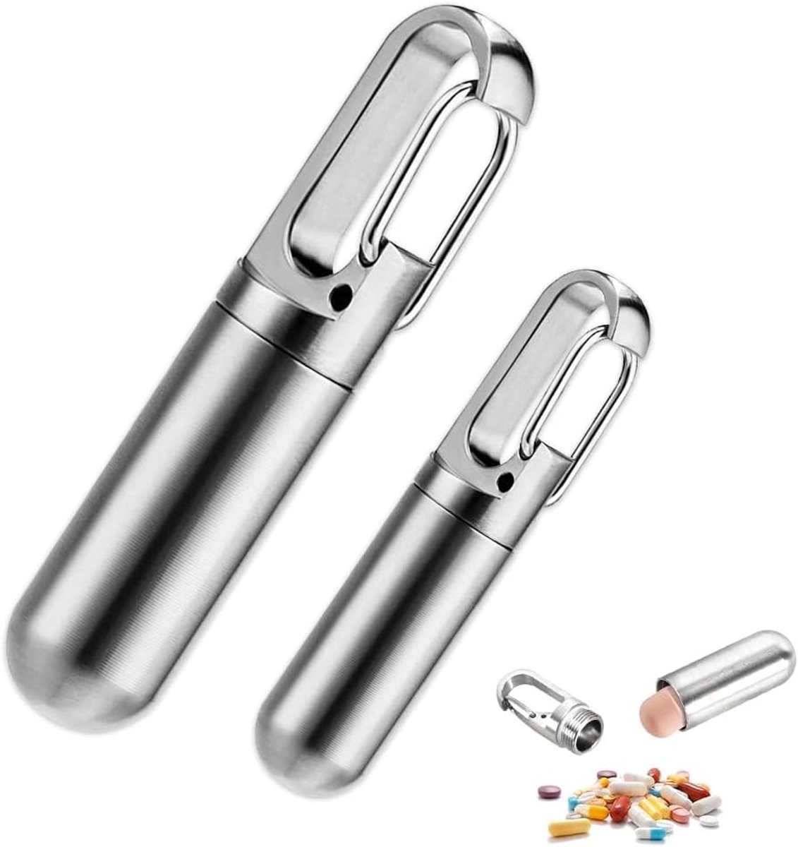 Pillendoos sleutelhanger, waterdicht en compact voor outdoor activiteiten, kamperen, wandelen en klimmen - 2 stuks