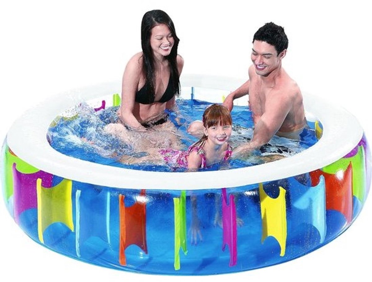 Rainbow Pool Kinderzwembad diameter 190 x 50 cm voor kinderen in de tuin - opblaasbaar zwembad met terras - zomer waterpret