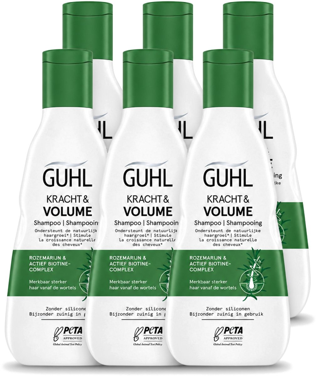 6 x Guhl – Shampoo – Kracht & Volume – 250 ml - Voordeelverpakking - 6 stuks
