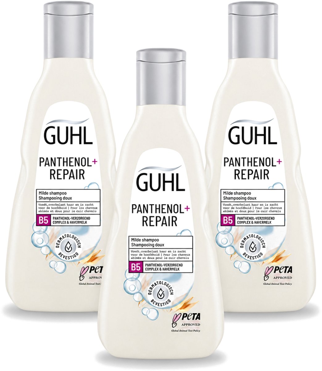 3 x Guhl – Shampoo – Panthenol+ Repair – 250 ml - Voordeelverpakking - 3 stuks
