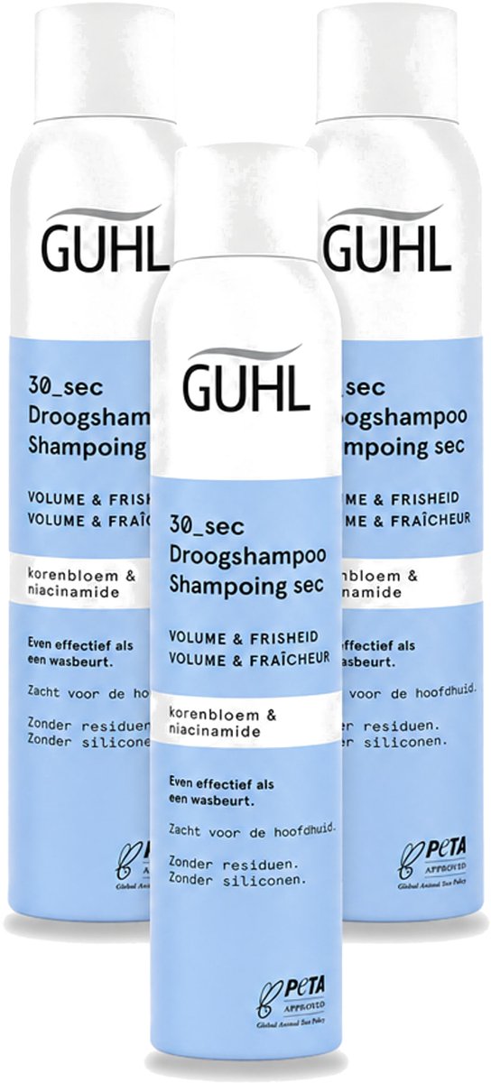 3 x Guhl – Droogshampoo – Volume & Frisheid 30 sec – 200 ml - Voordeelverpakking - 3 stuks