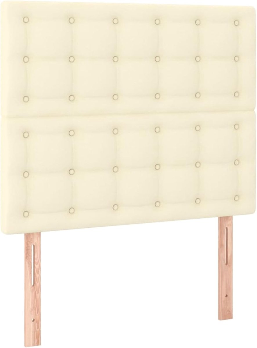 Hoofdeinde, crème, 100 x 5 x 118/128 cm, kunstleer, voor bedden zonder hoofdeinde, ideaal voor slaapkamer en moderne woonkamers, eenvoudige montage, gemakkelijk te reinigen en rugvriendelijk